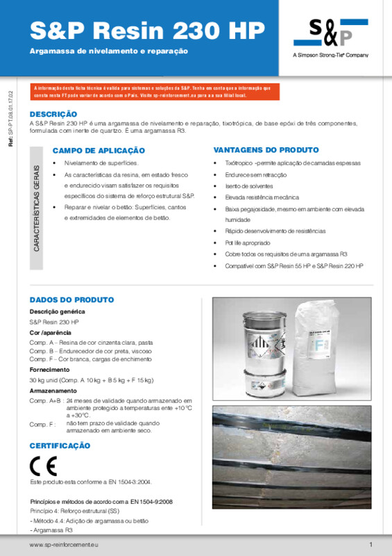 Ficha Técnica S&P Resin 230 HP