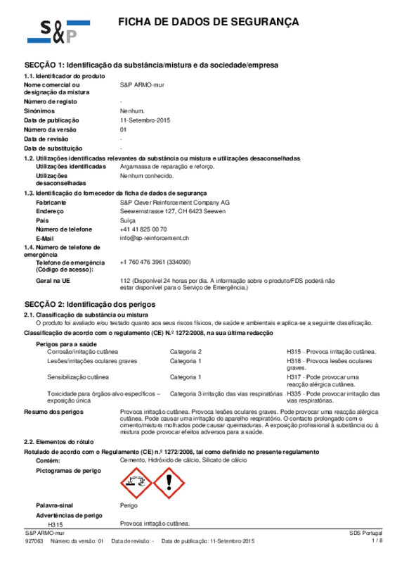Ficha des Segurança S&P ARMO-mur
